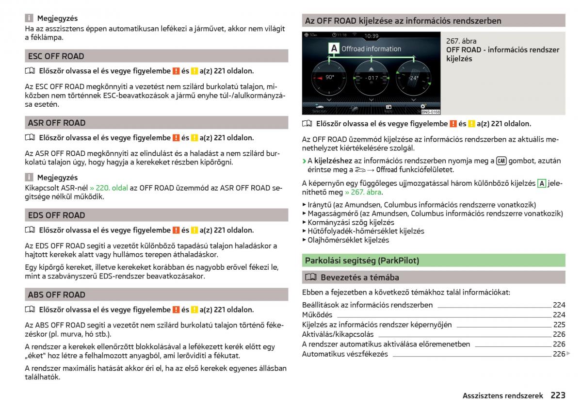 Skoda Kodiaq Kezelesi utmutato / page 225