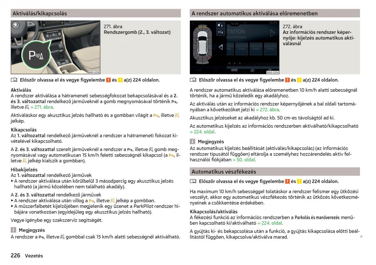 Skoda Kodiaq Kezelesi utmutato / page 228