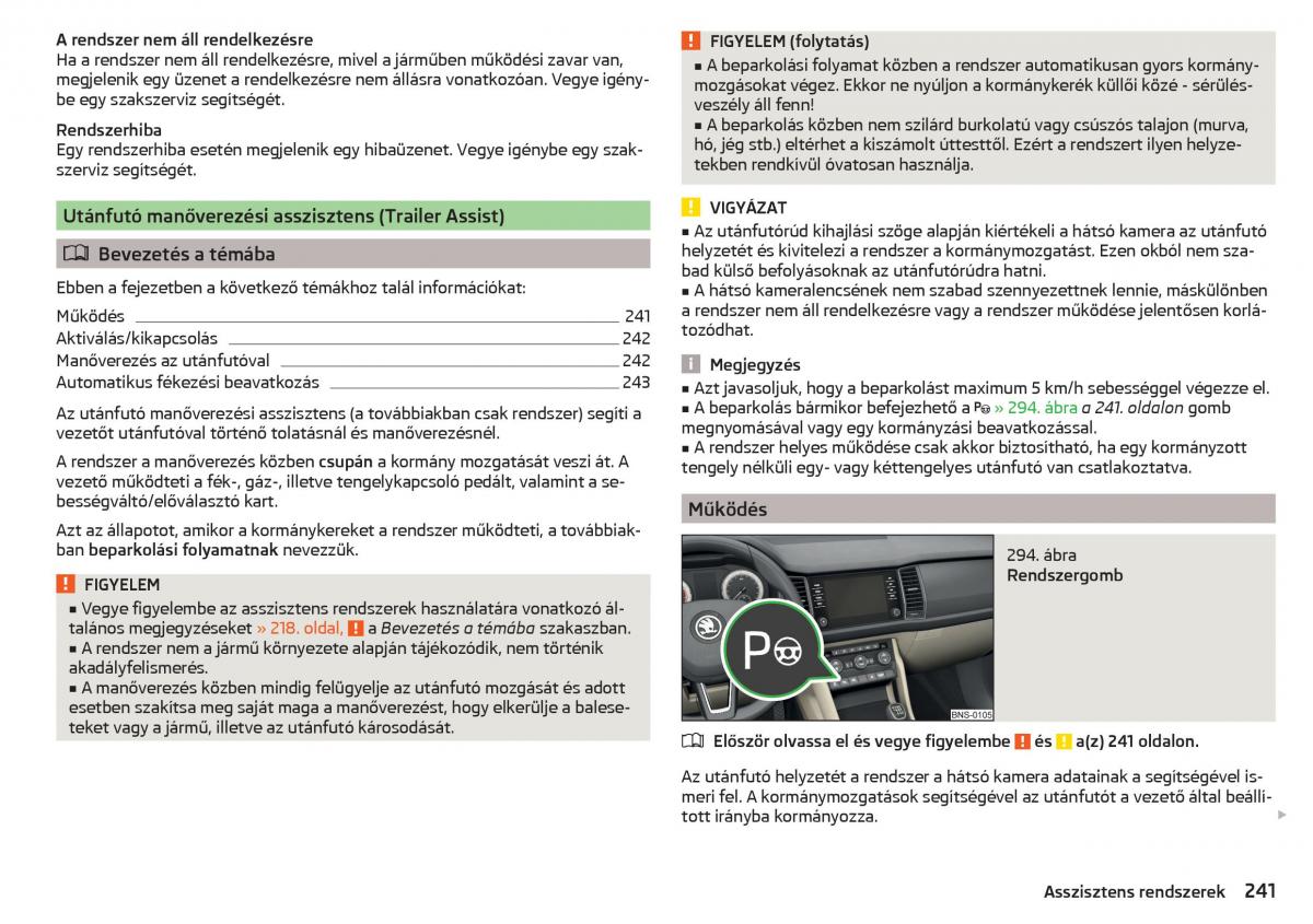 Skoda Kodiaq Kezelesi utmutato / page 243