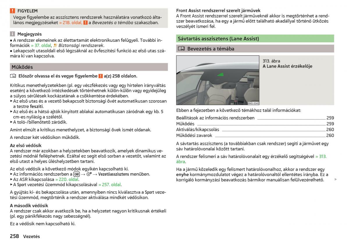Skoda Kodiaq Kezelesi utmutato / page 260