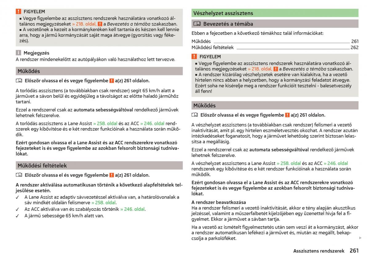 Skoda Kodiaq Kezelesi utmutato / page 263