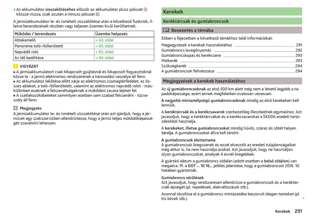 Skoda Kodiaq Kezelesi utmutato / page 293