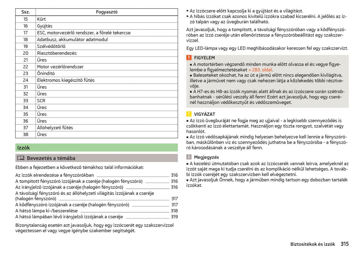 Skoda Kodiaq Kezelesi utmutato / page 317