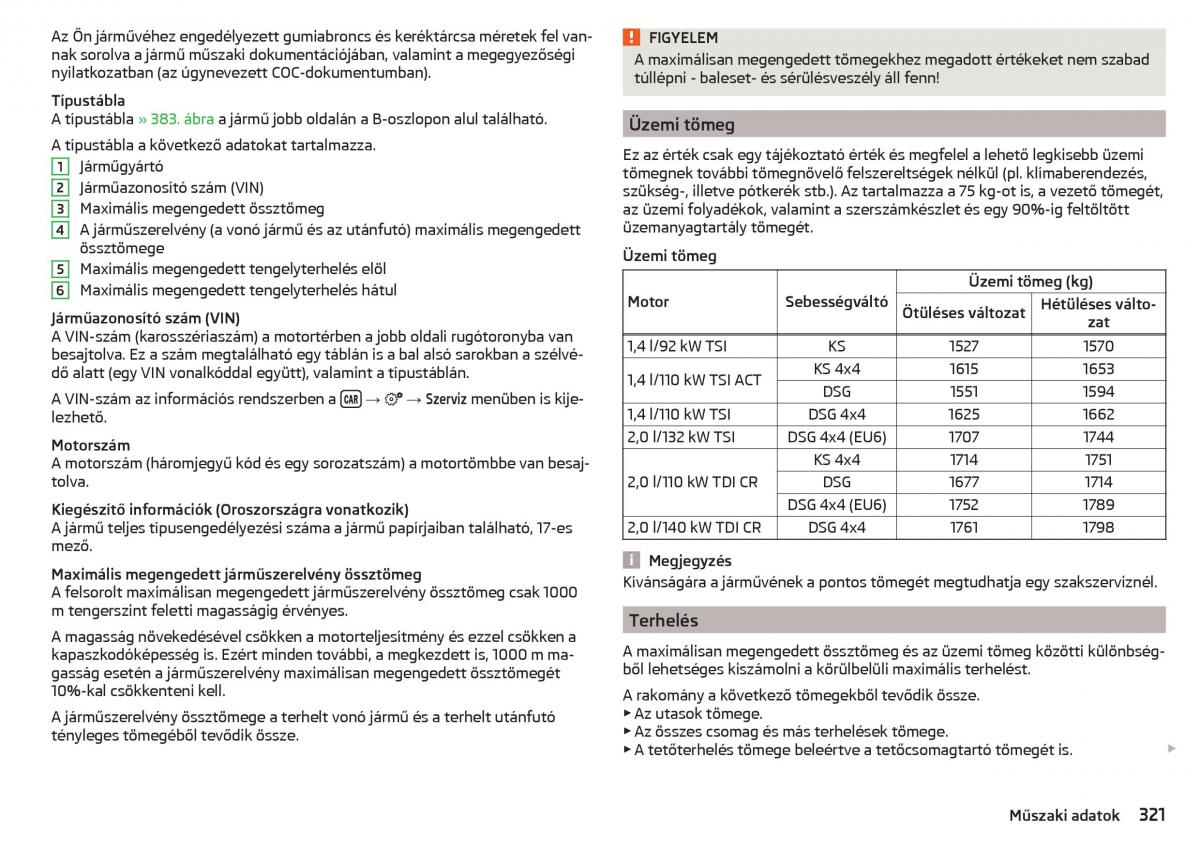 Skoda Kodiaq Kezelesi utmutato / page 323