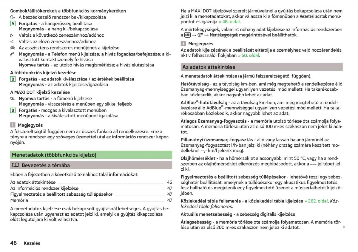 Skoda Kodiaq Kezelesi utmutato / page 48