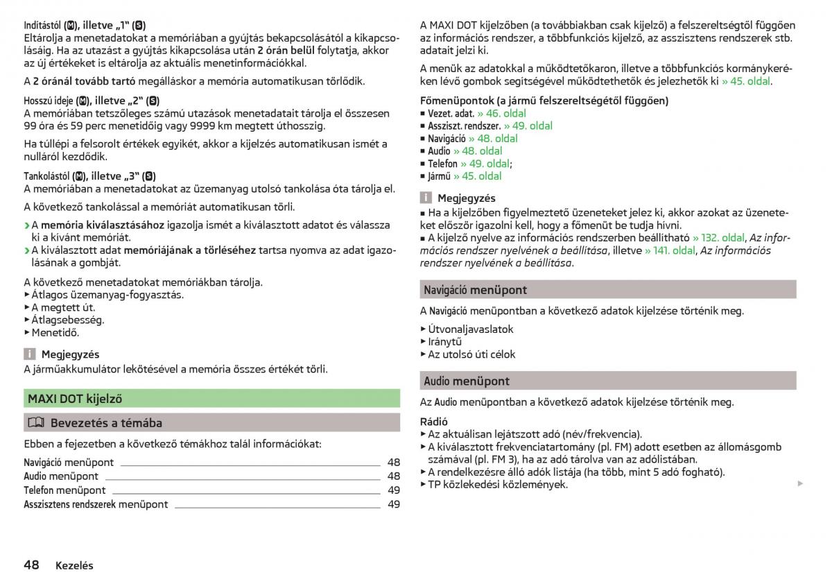 Skoda Kodiaq Kezelesi utmutato / page 50