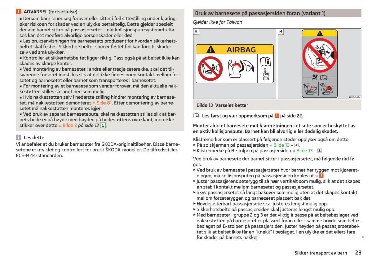 manual Skoda Kodiaq bruksanvisningen / page 25