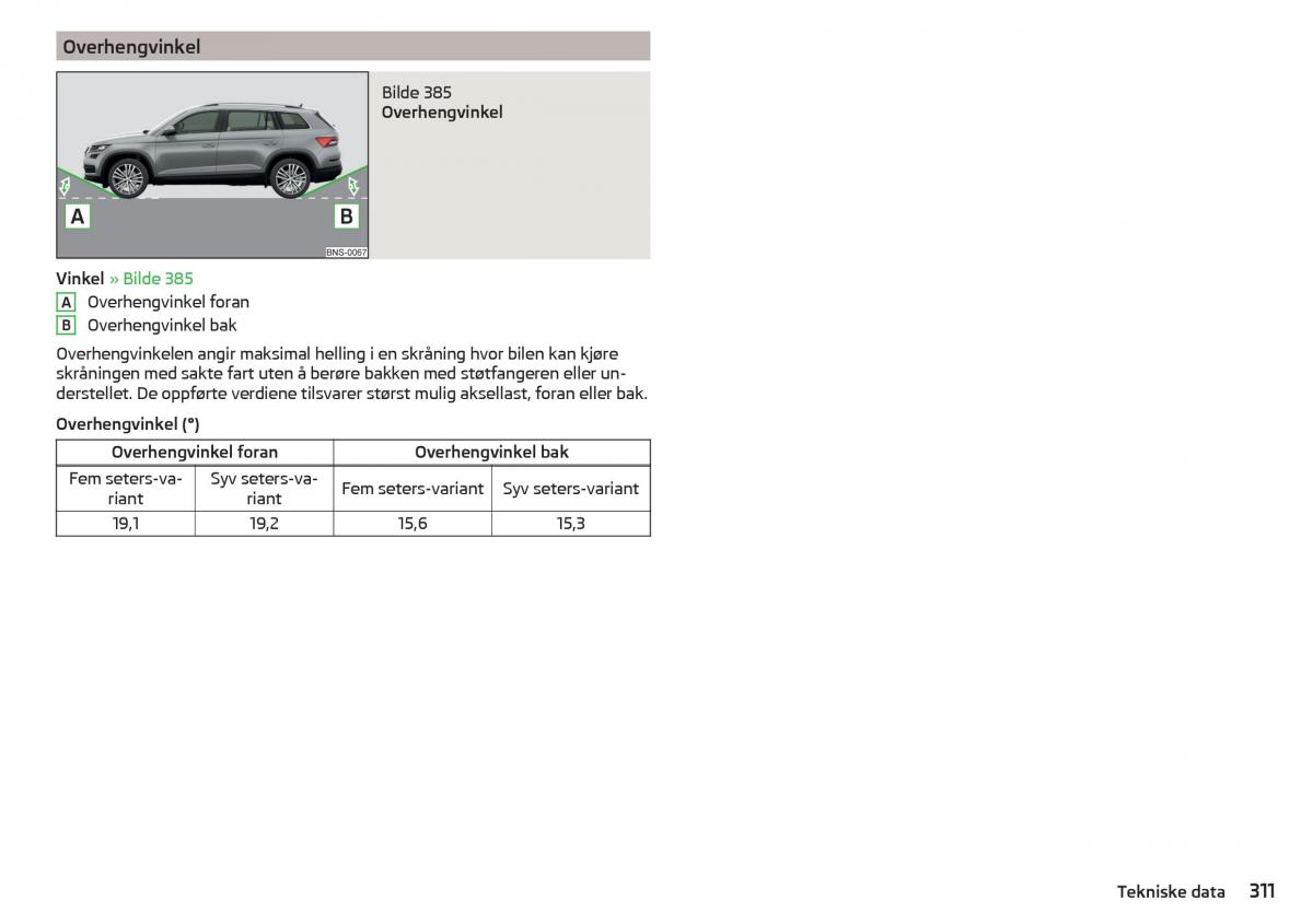 manual Skoda Kodiaq bruksanvisningen / page 313