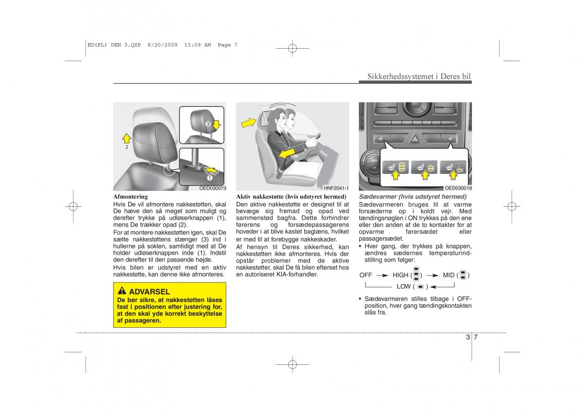 KIA Ceed I 1 Bilens instruktionsbog / page 20