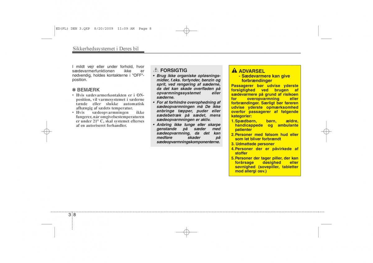 KIA Ceed I 1 Bilens instruktionsbog / page 21