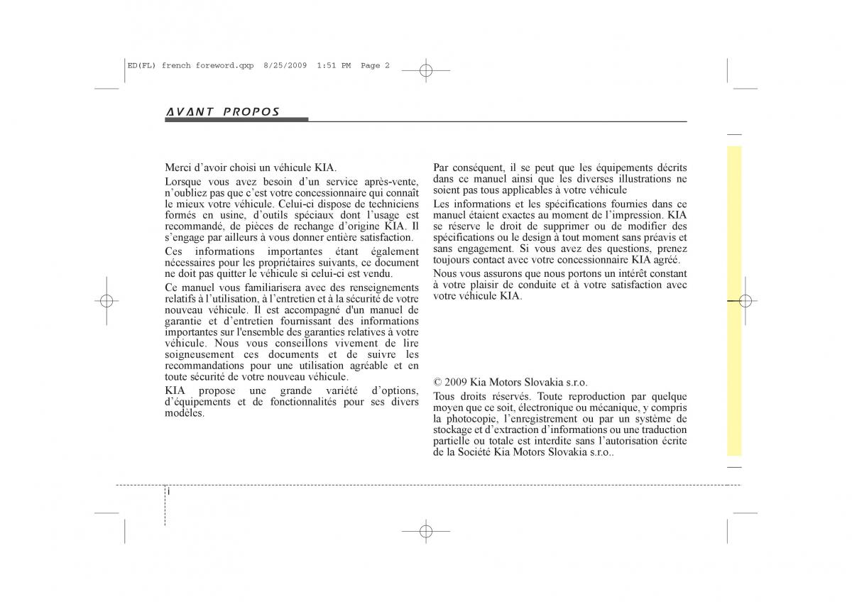 KIA Ceed I 1 manuel du proprietaire / page 2