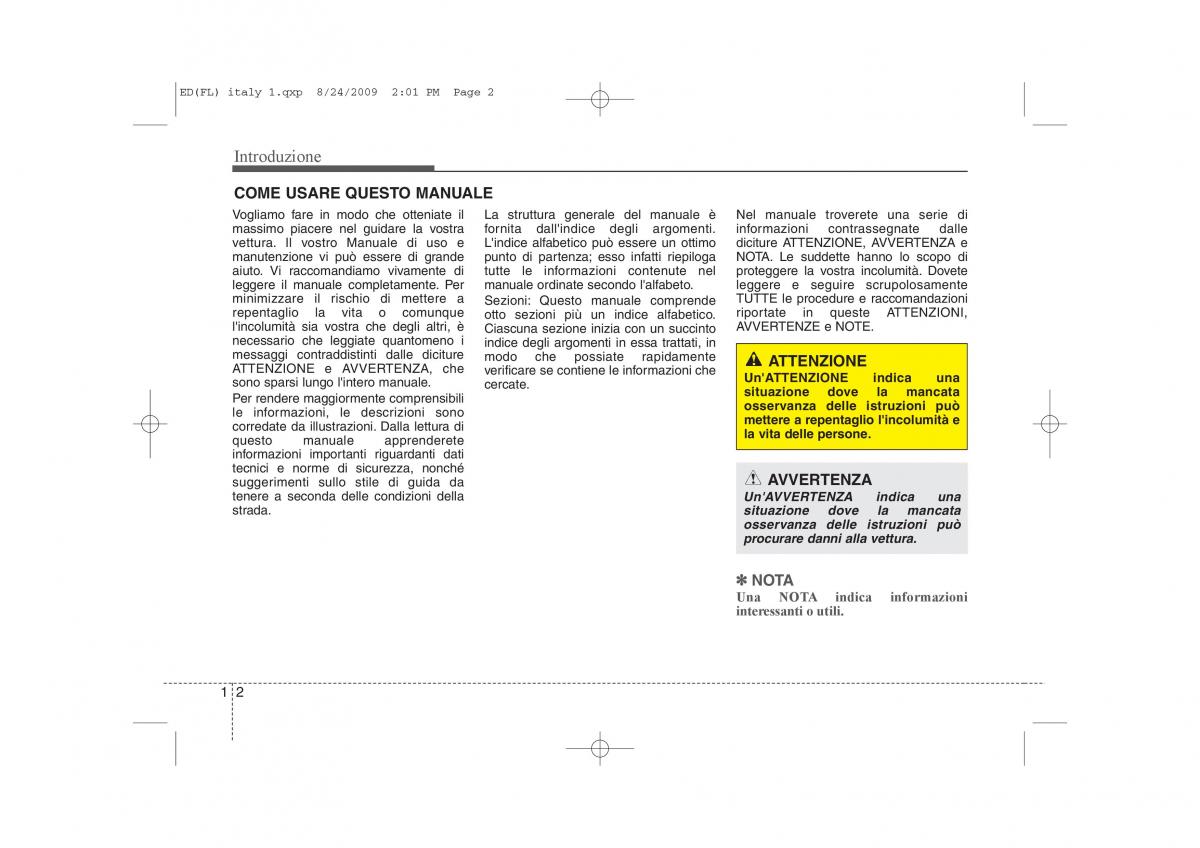 KIA Ceed I 1 manuale del proprietario / page 5