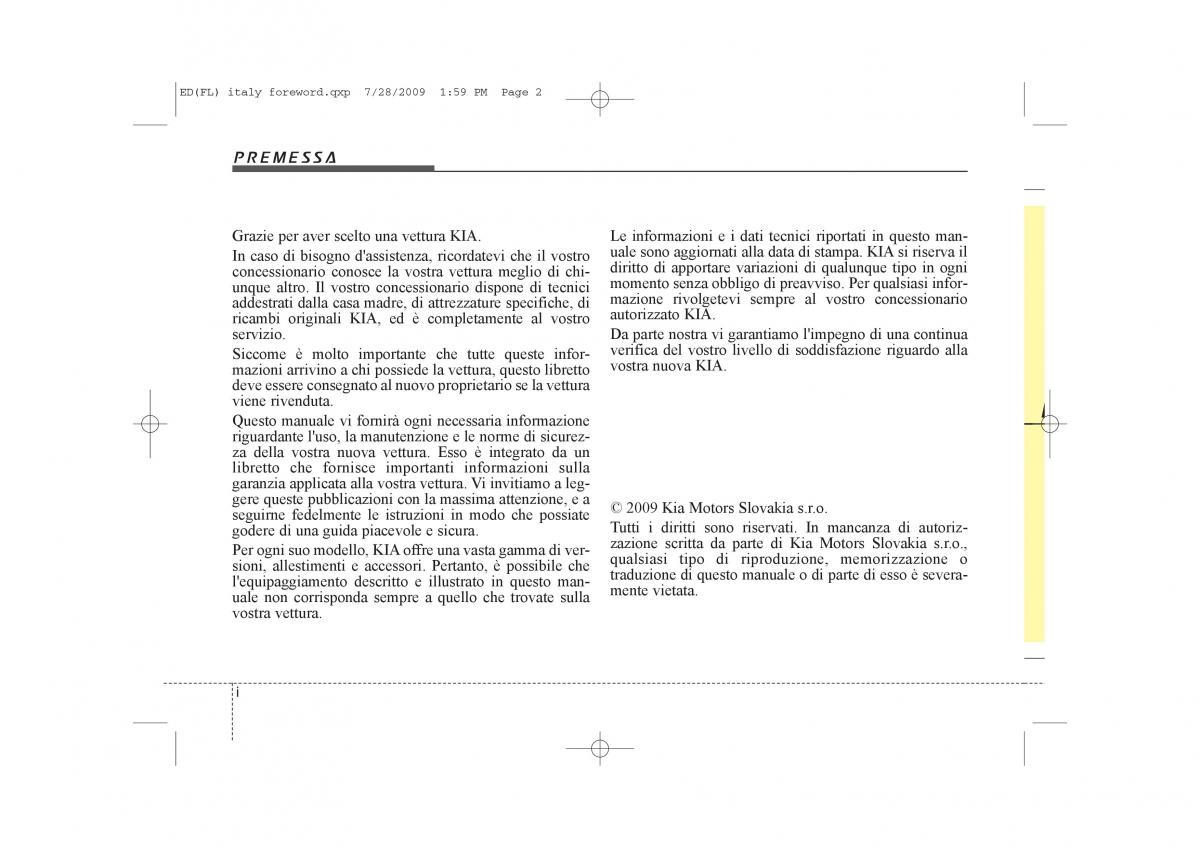 KIA Ceed I 1 manuale del proprietario / page 2