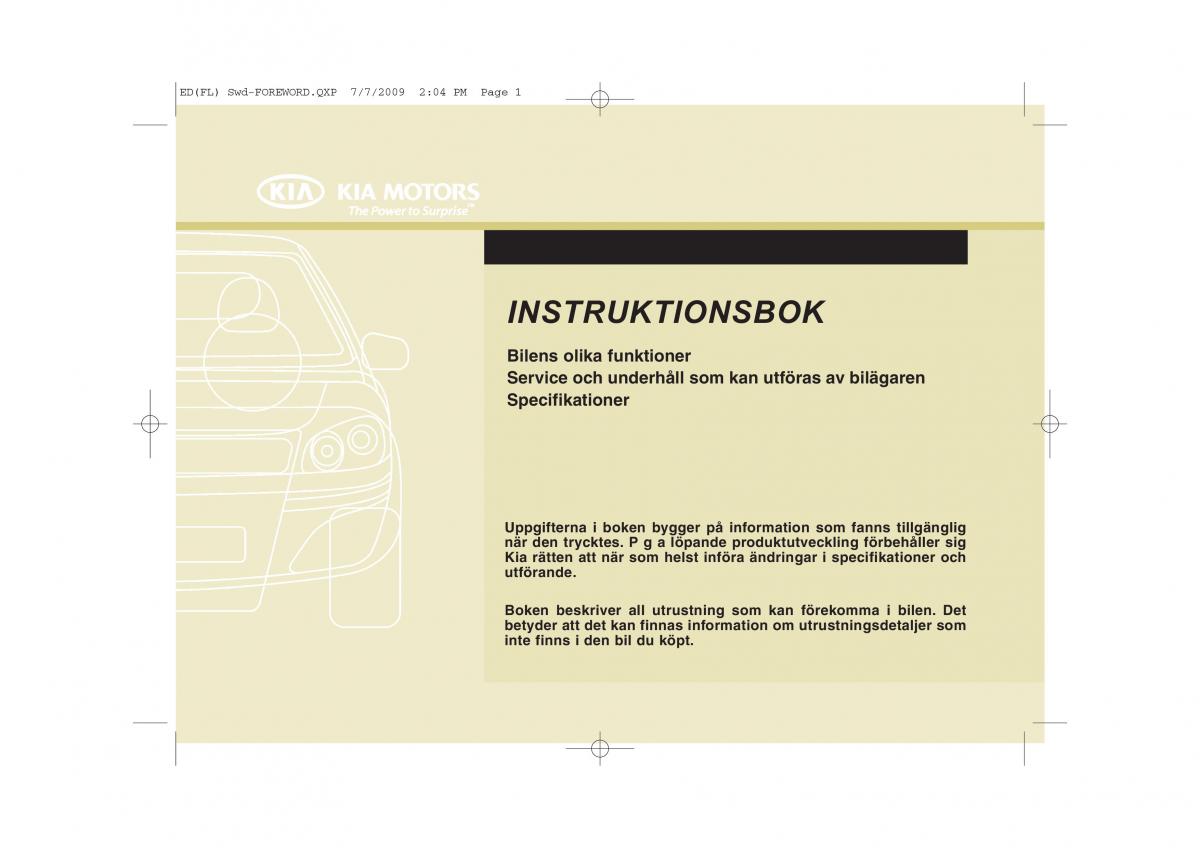 KIA Ceed I 1 instruktionsbok / page 1
