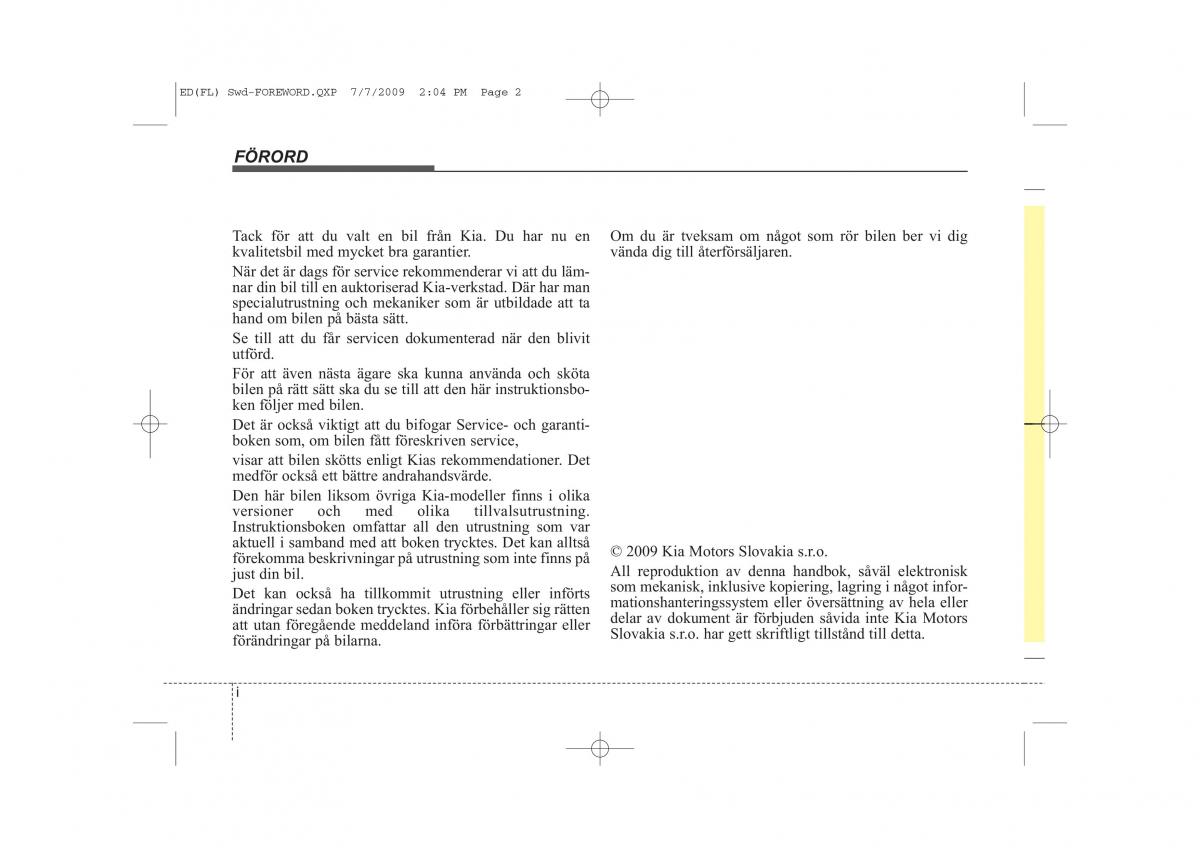 KIA Ceed I 1 instruktionsbok / page 2