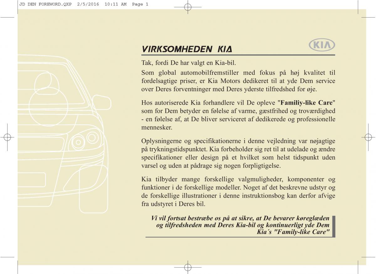 KIA Ceed II 2 Bilens instruktionsbog / page 1