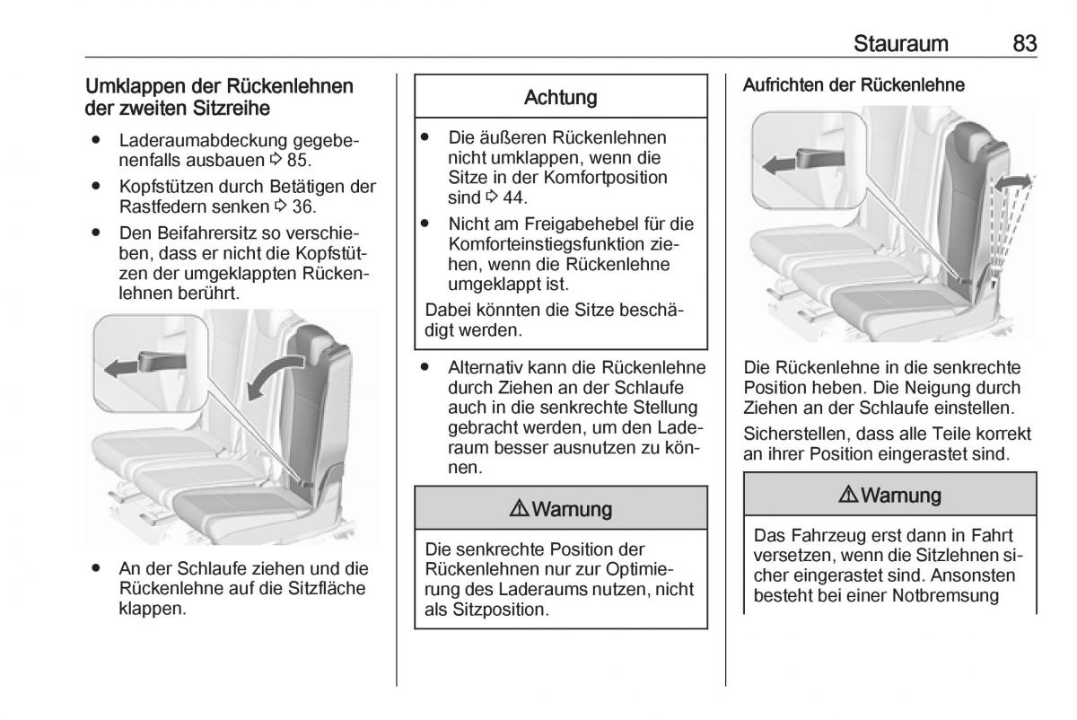 Opel Zafira C Tourer Handbuch / page 85