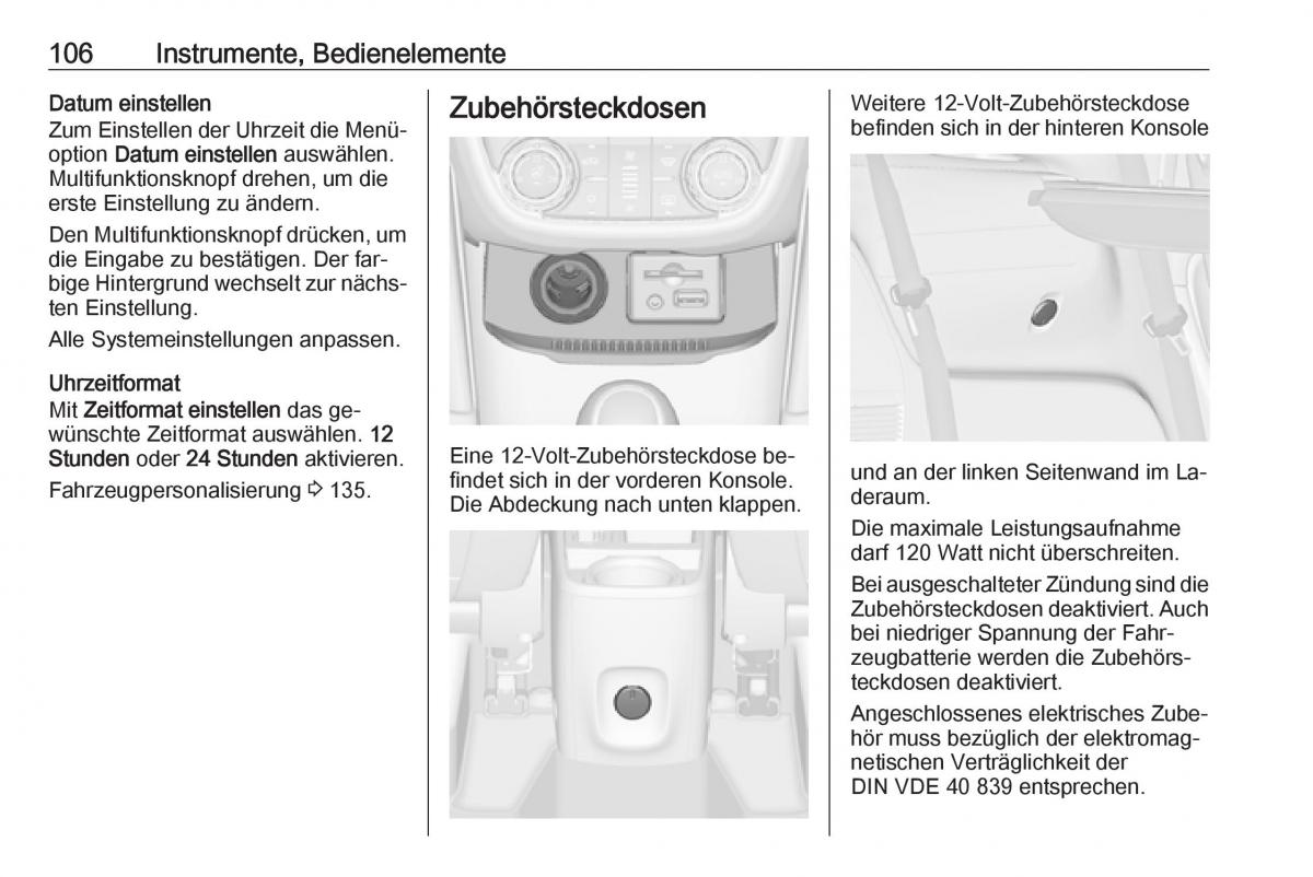 Opel Zafira C Tourer Handbuch / page 108