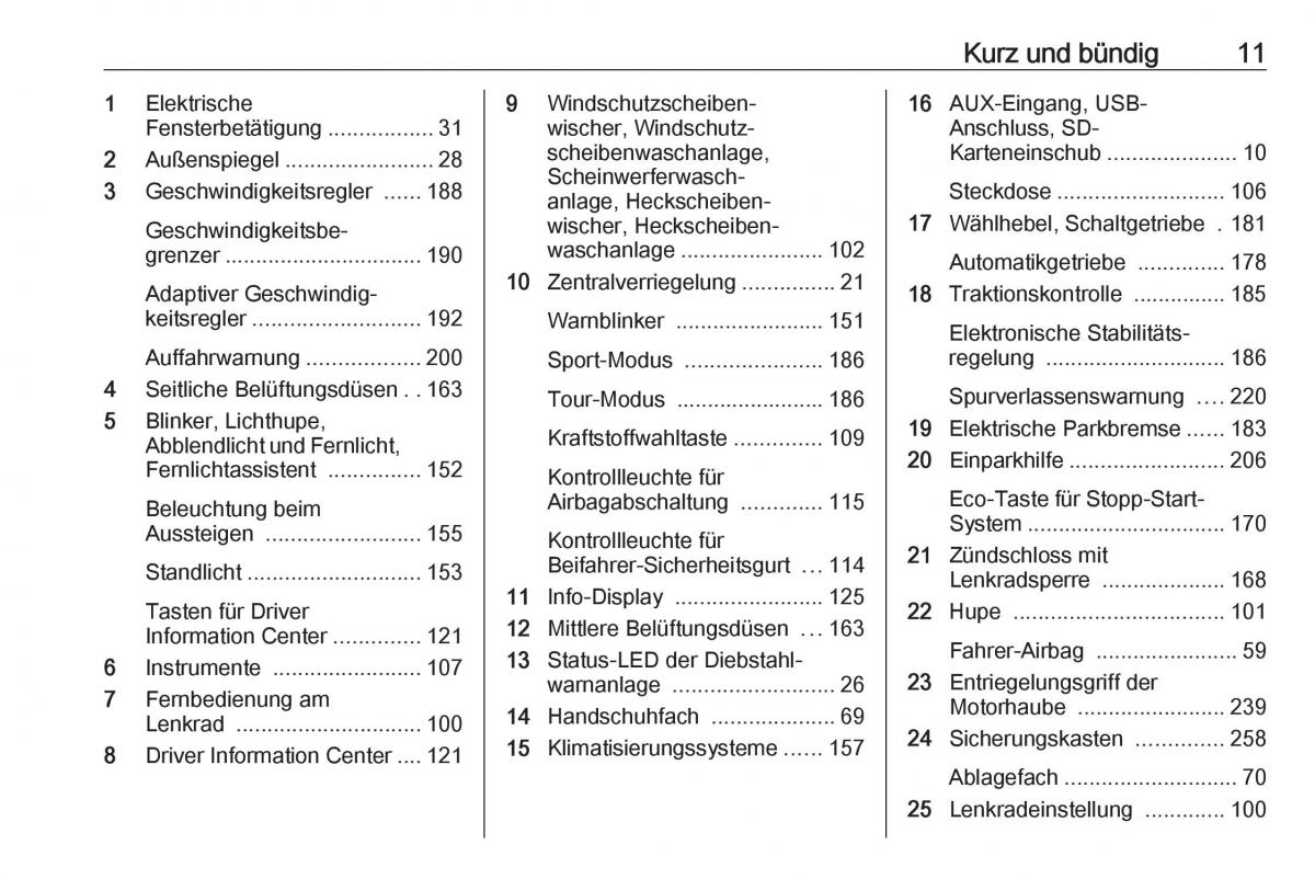 Opel Zafira C Tourer Handbuch / page 13