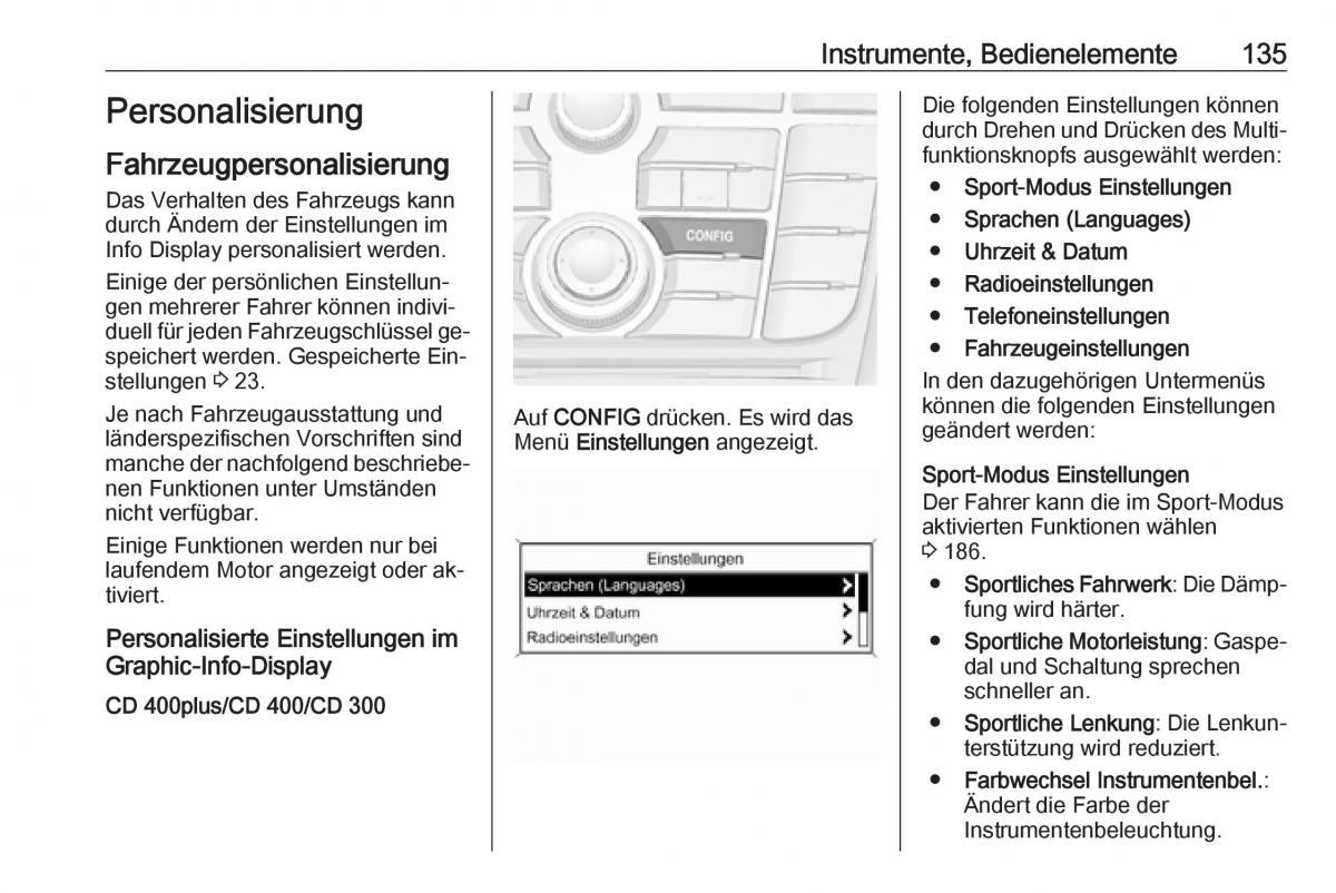 Opel Zafira C Tourer Handbuch / page 137