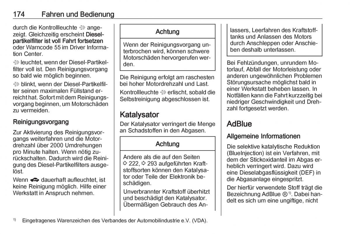 Opel Zafira C Tourer Handbuch / page 176