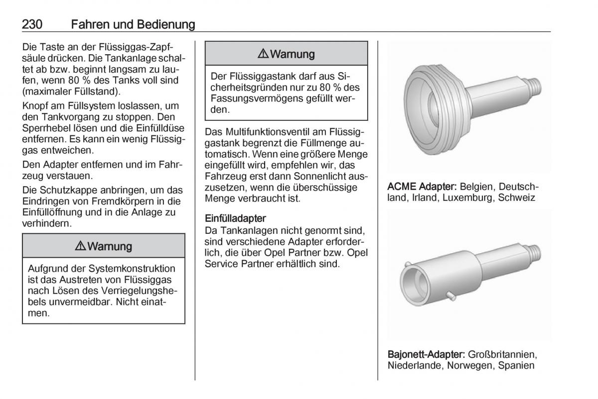 Opel Zafira C Tourer Handbuch / page 232