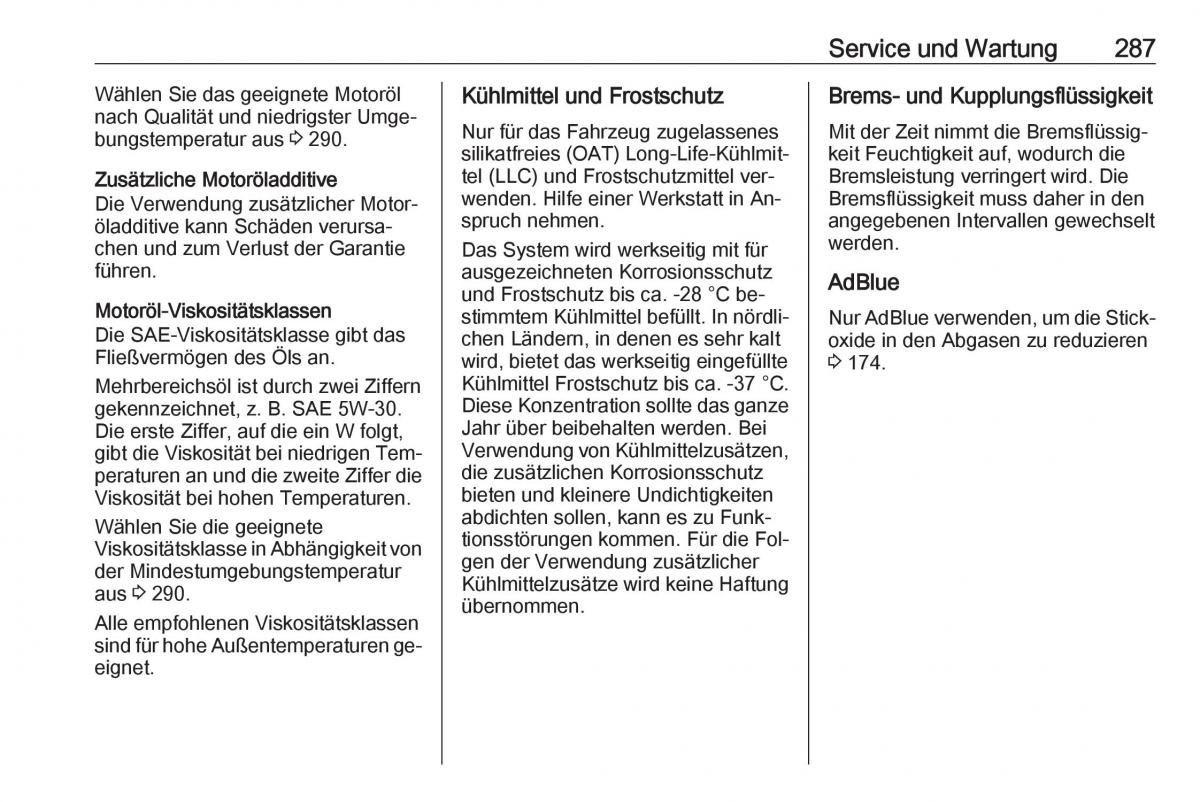 Opel Zafira C Tourer Handbuch / page 289