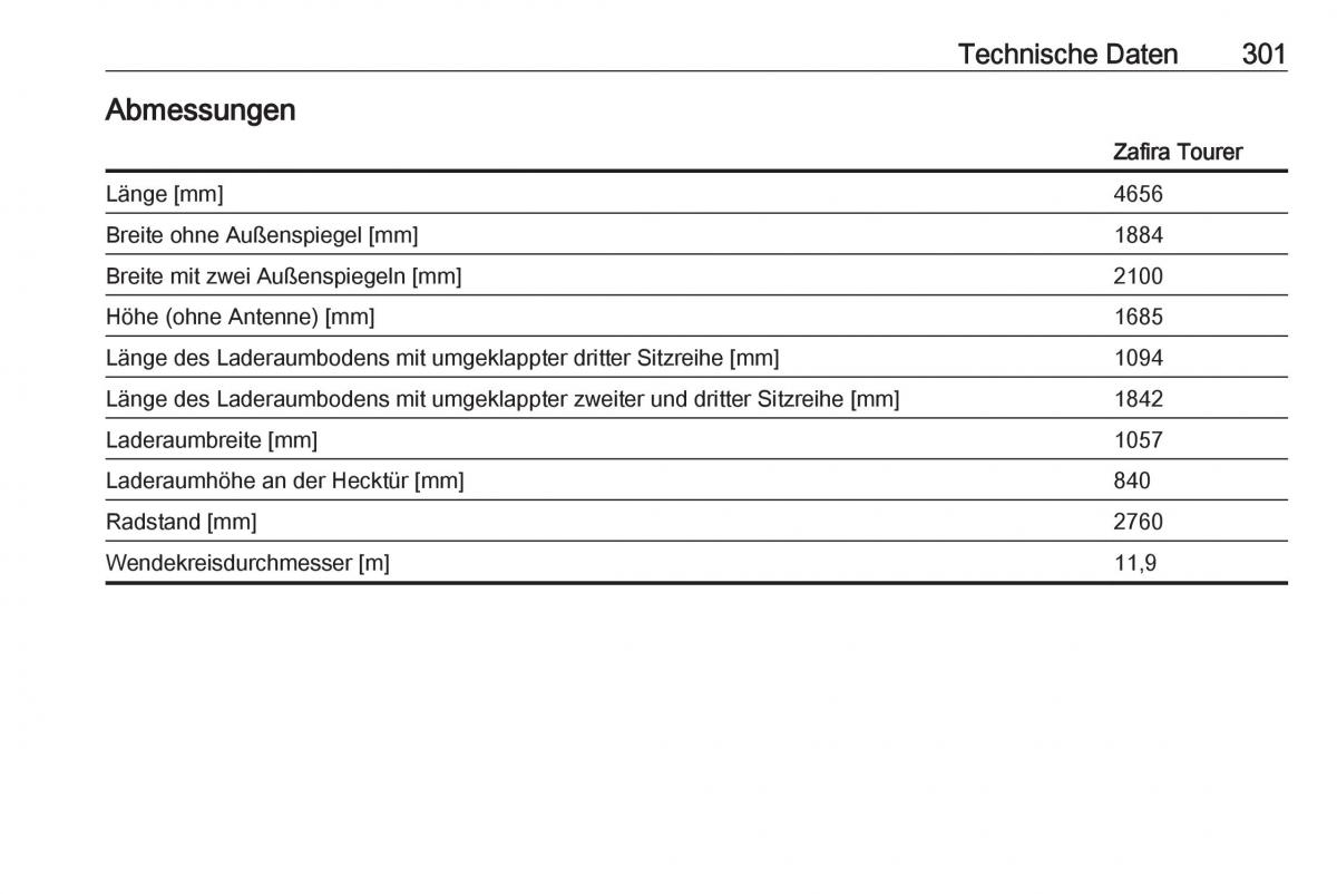 Opel Zafira C Tourer Handbuch / page 303