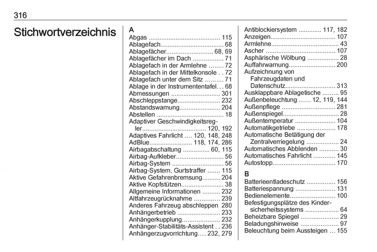 Opel Zafira C Tourer Handbuch / page 318