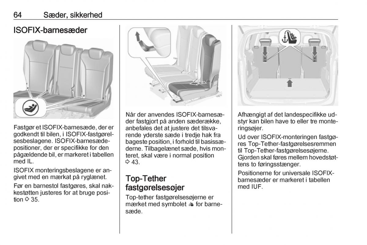 Opel Zafira C Tourer Bilens instruktionsbog / page 66