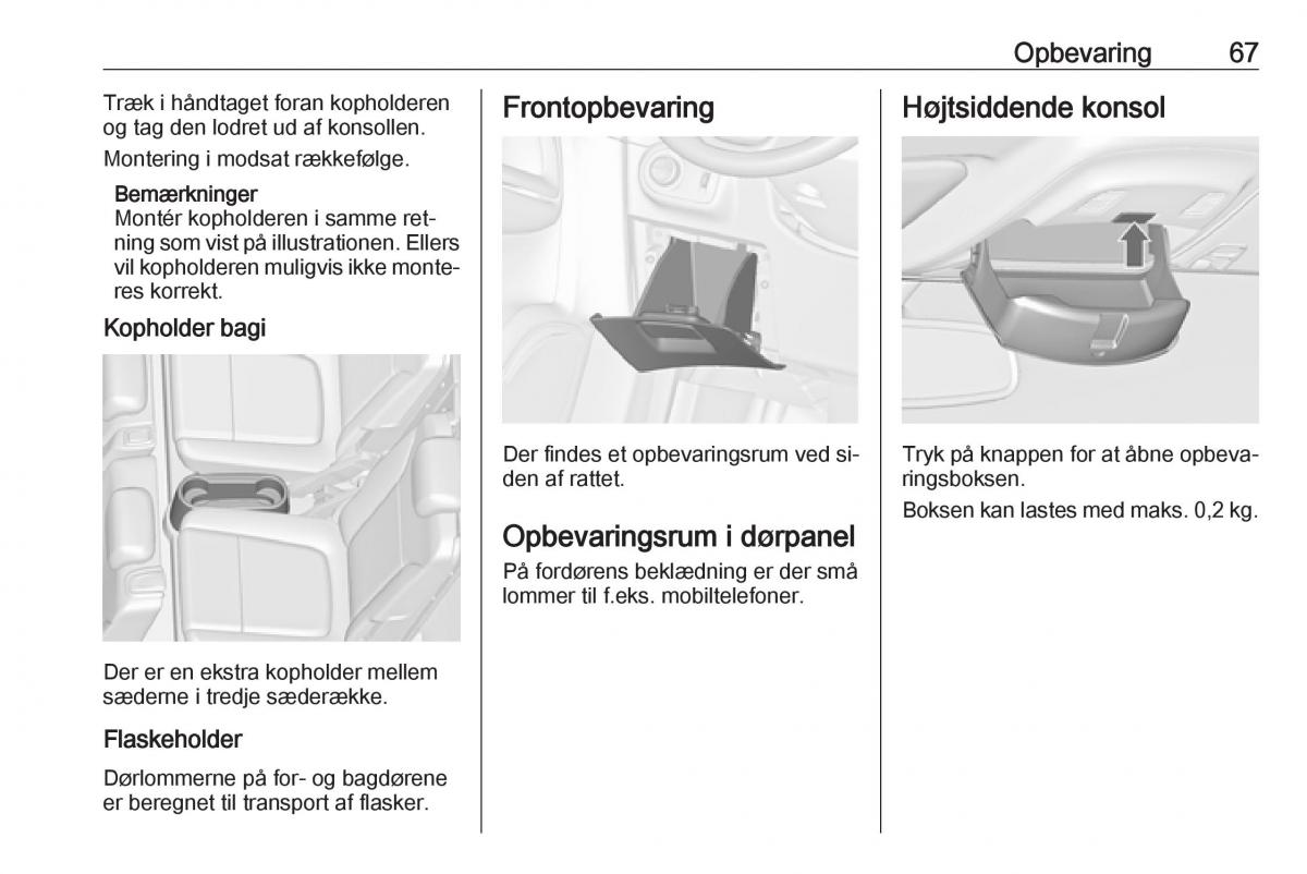 Opel Zafira C Tourer Bilens instruktionsbog / page 69