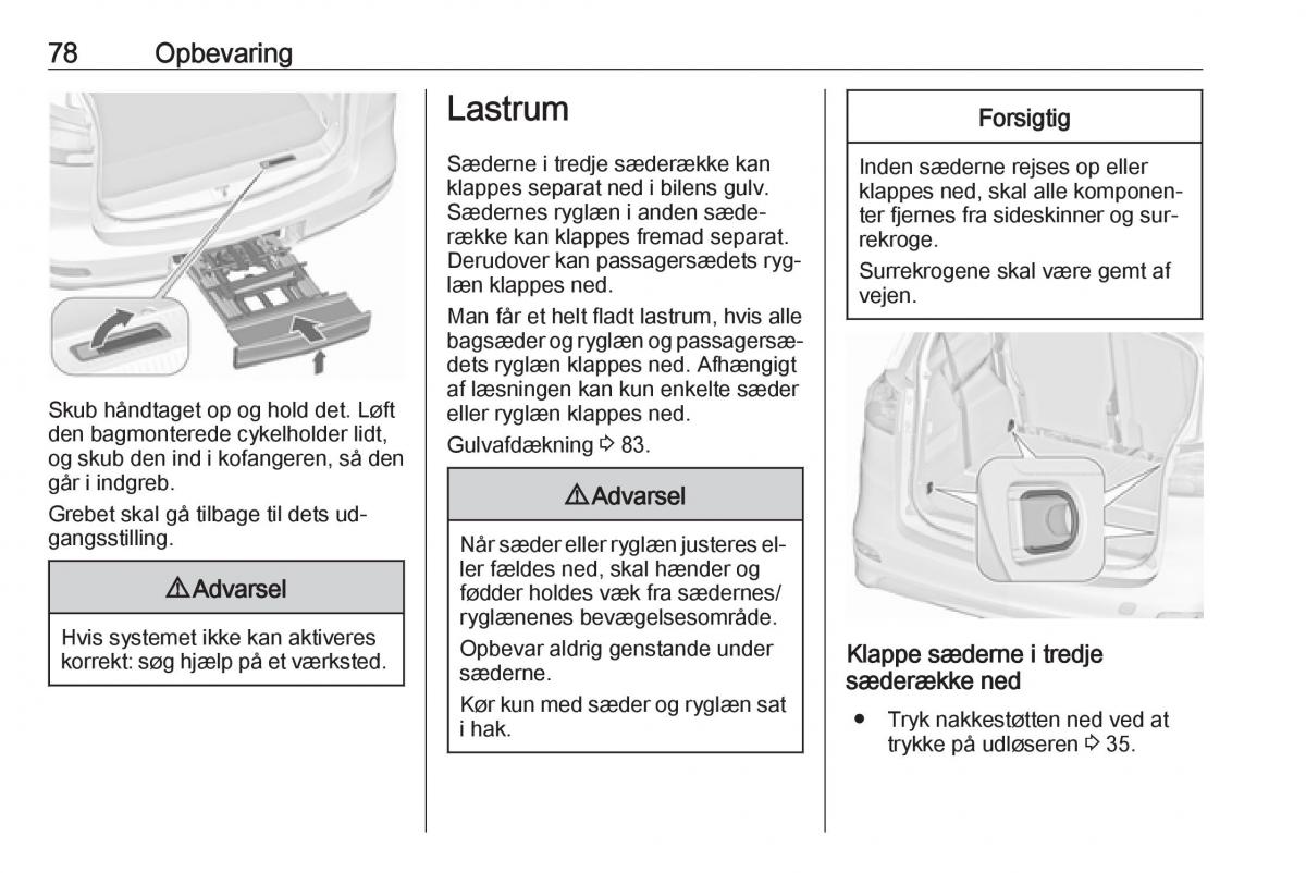 Opel Zafira C Tourer Bilens instruktionsbog / page 80