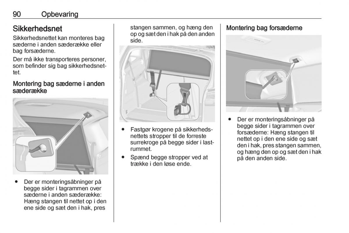 Opel Zafira C Tourer Bilens instruktionsbog / page 92