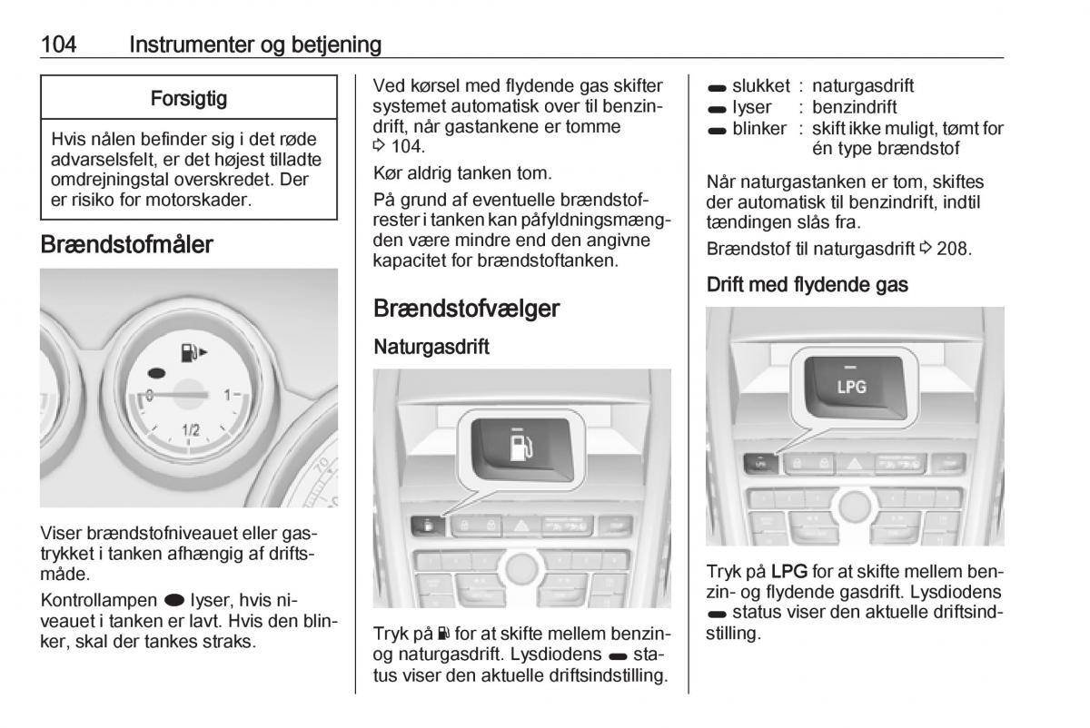 Opel Zafira C Tourer Bilens instruktionsbog / page 106