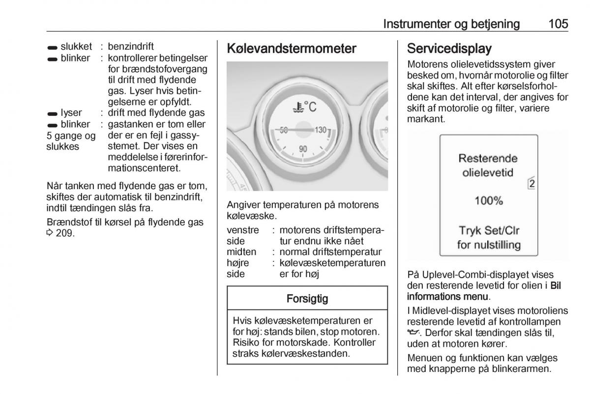 Opel Zafira C Tourer Bilens instruktionsbog / page 107