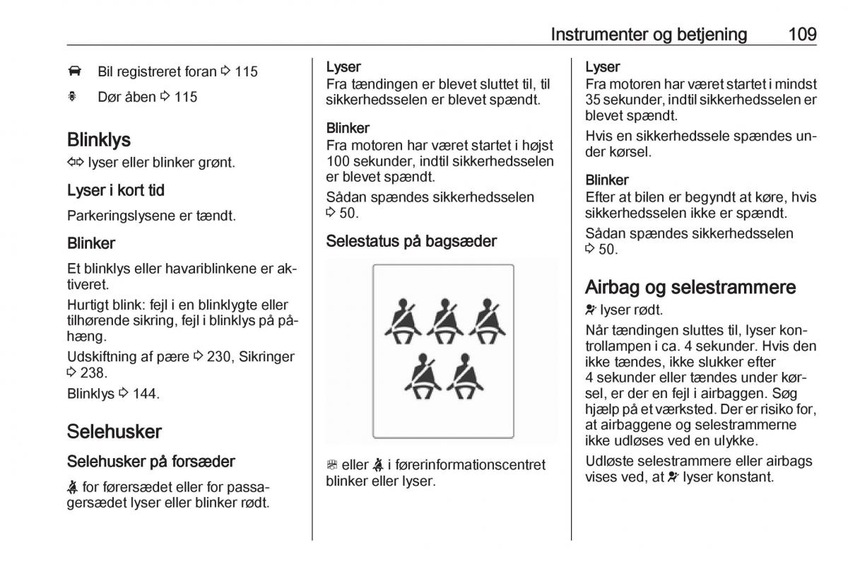 Opel Zafira C Tourer Bilens instruktionsbog / page 111