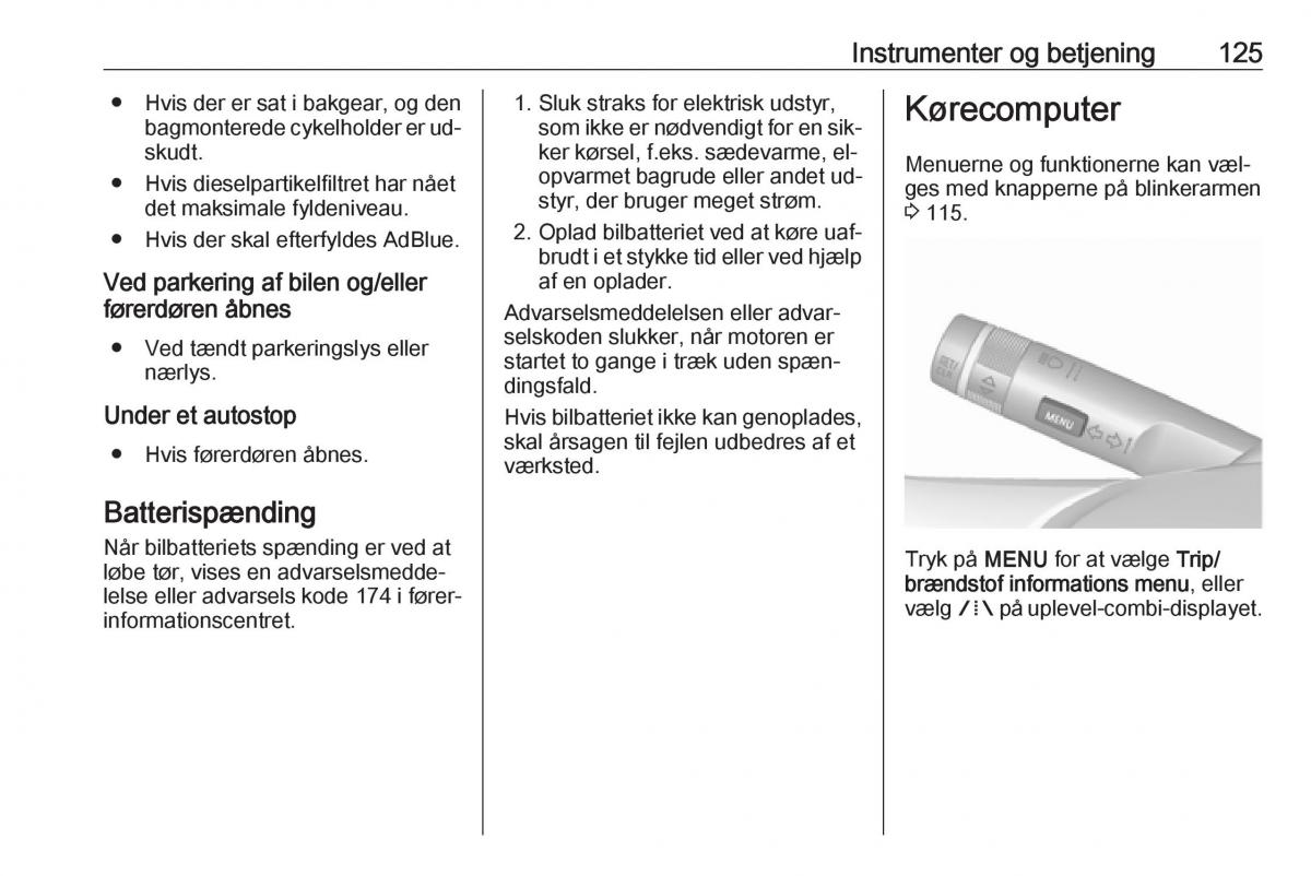 Opel Zafira C Tourer Bilens instruktionsbog / page 127
