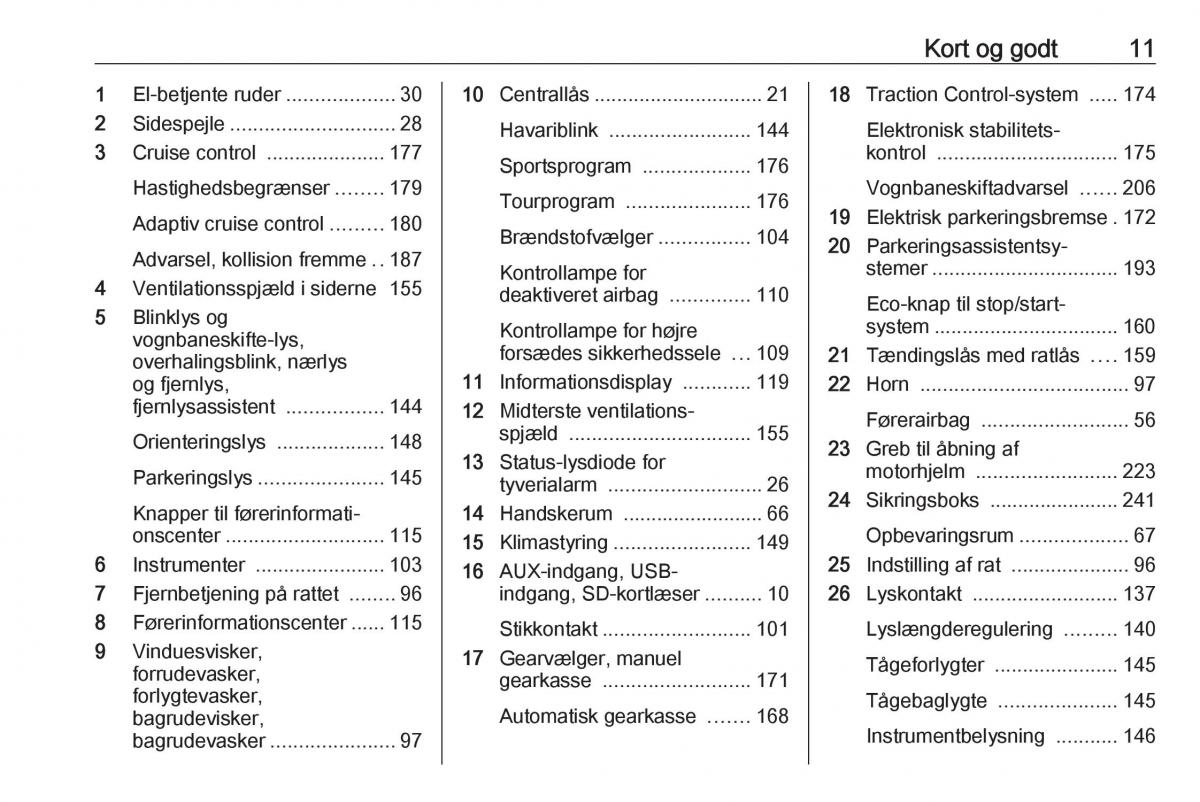 manual  Opel Zafira C Tourer Bilens instruktionsbog / page 13