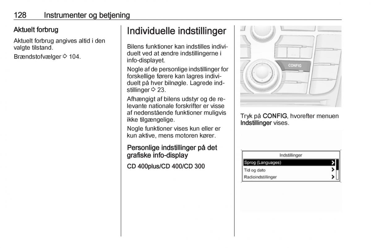 Opel Zafira C Tourer Bilens instruktionsbog / page 130