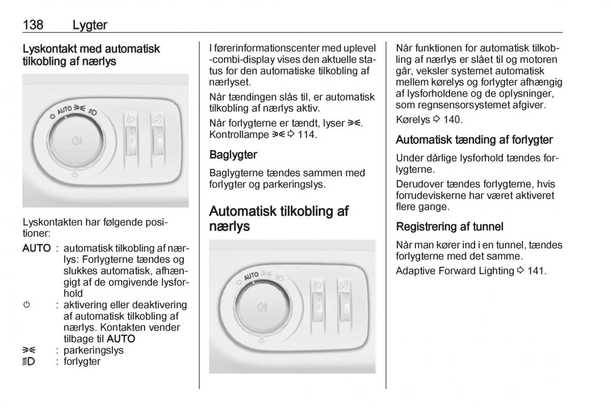 Opel Zafira C Tourer Bilens instruktionsbog / page 140