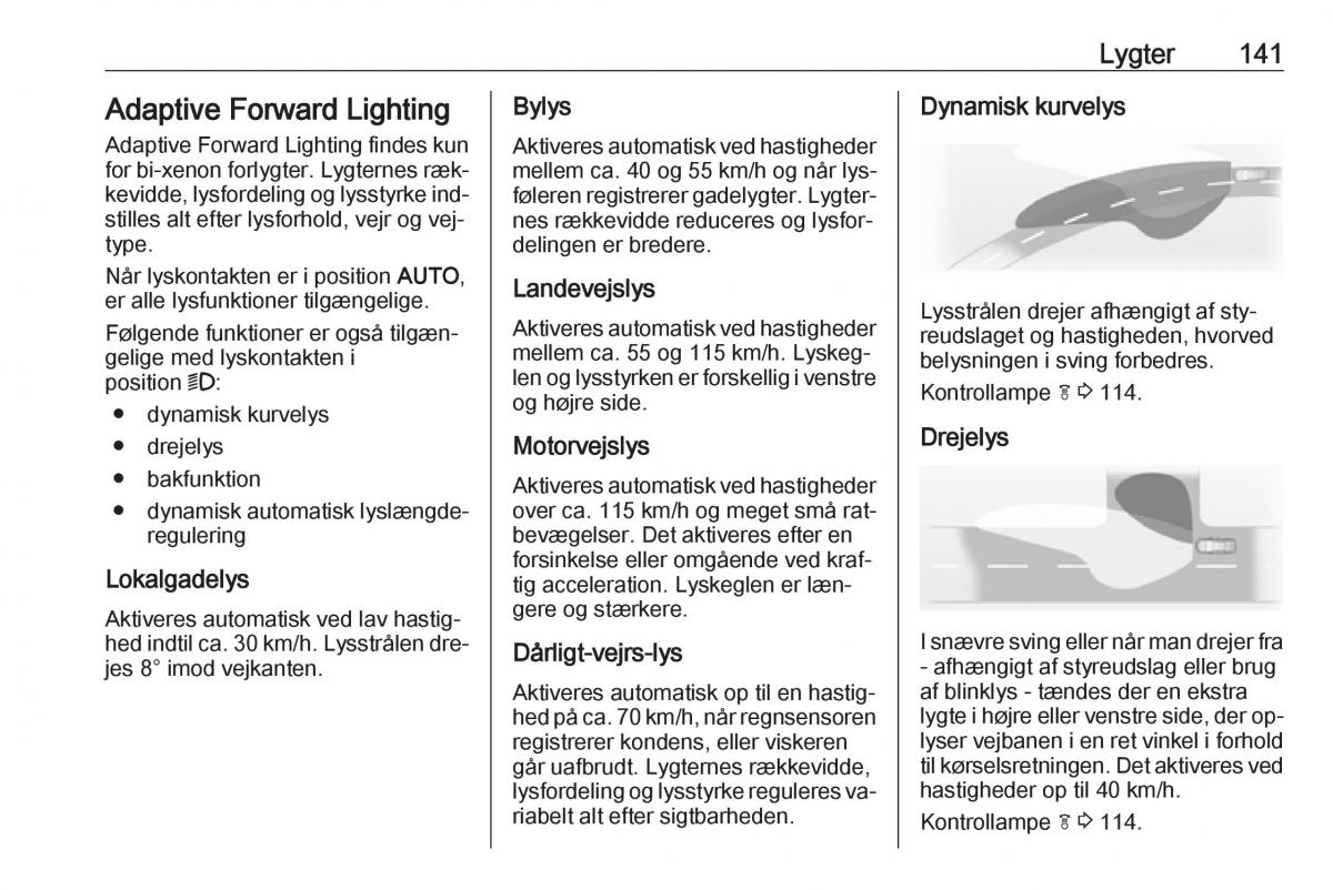 Opel Zafira C Tourer Bilens instruktionsbog / page 143