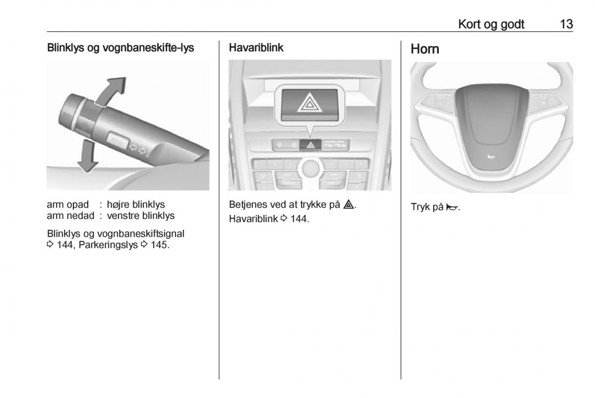 Opel Zafira C Tourer Bilens instruktionsbog / page 15