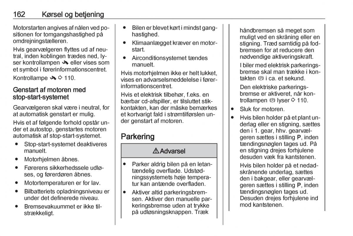 Opel Zafira C Tourer Bilens instruktionsbog / page 164