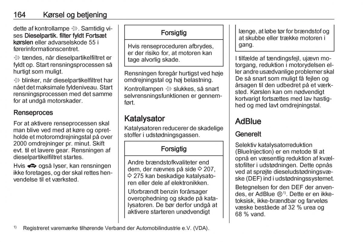 Opel Zafira C Tourer Bilens instruktionsbog / page 166