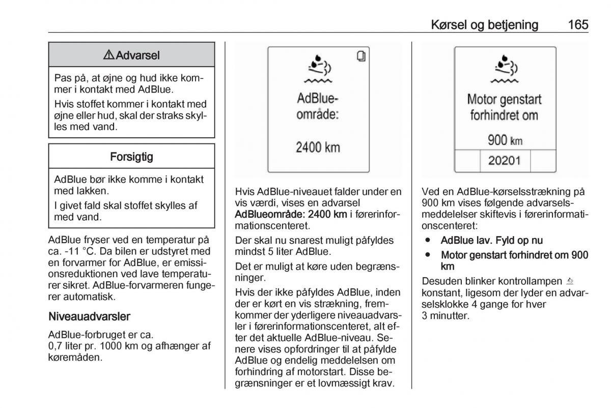 Opel Zafira C Tourer Bilens instruktionsbog / page 167