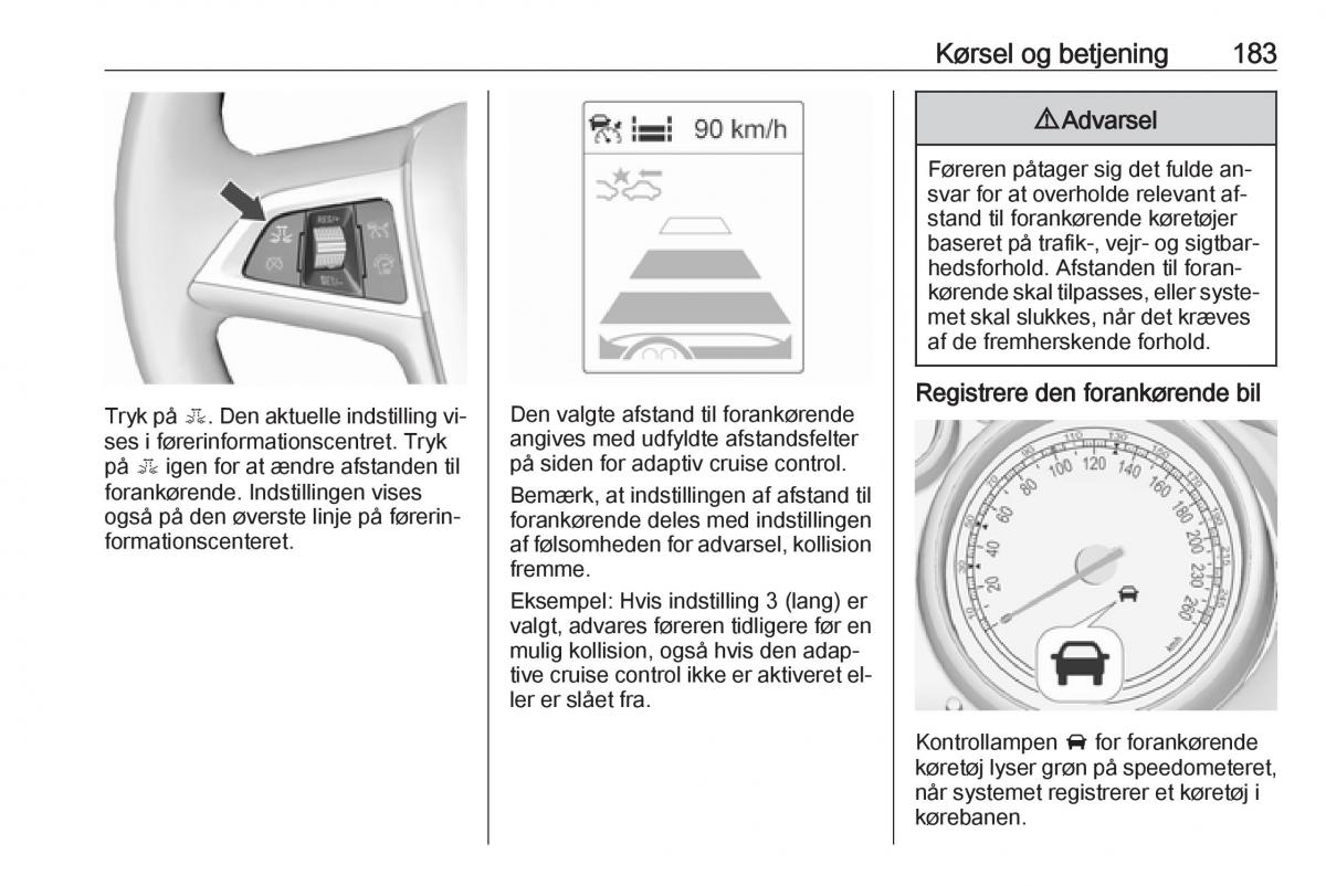Opel Zafira C Tourer Bilens instruktionsbog / page 185