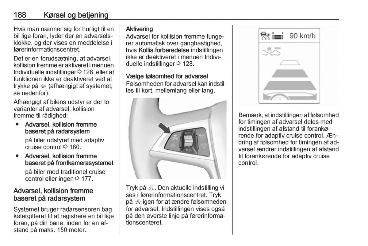 Opel Zafira C Tourer Bilens instruktionsbog / page 190