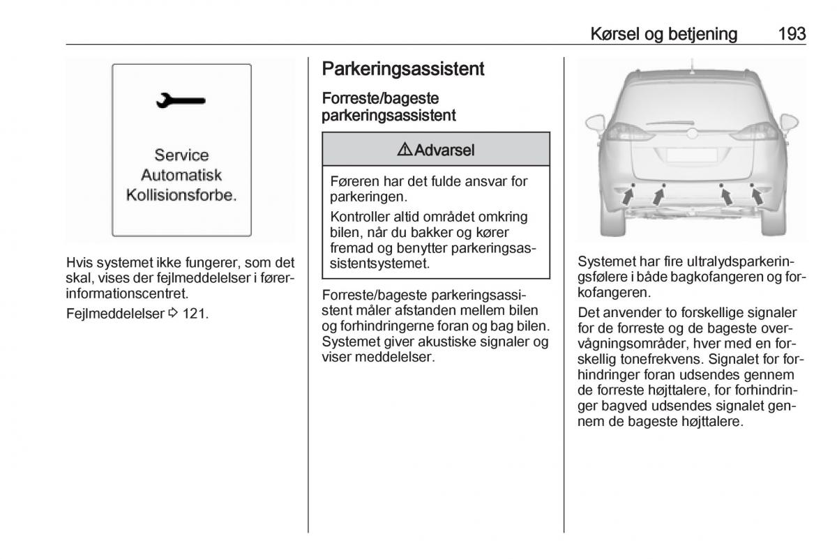 Opel Zafira C Tourer Bilens instruktionsbog / page 195