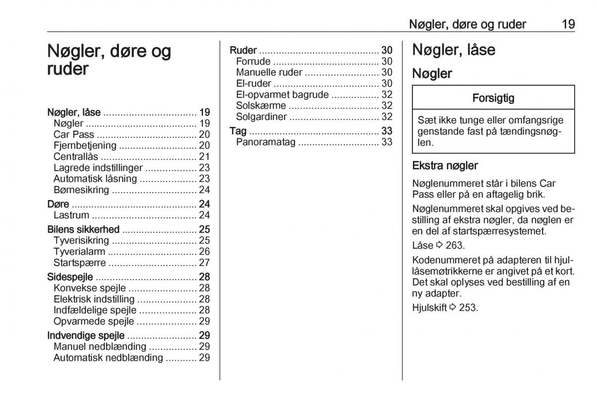 manual  Opel Zafira C Tourer Bilens instruktionsbog / page 21