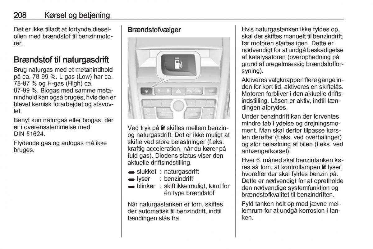 Opel Zafira C Tourer Bilens instruktionsbog / page 210